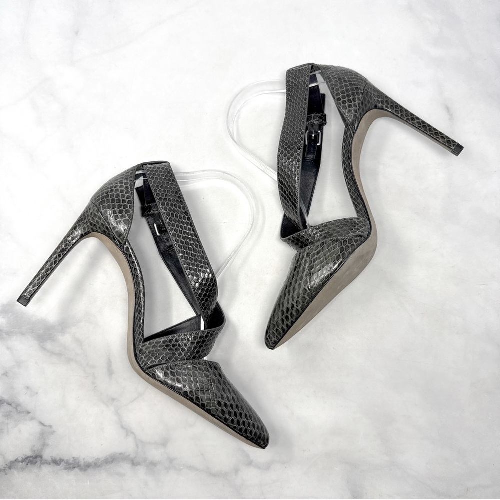 NEW Alexander Wang Marcelle Snakeskin Strappy Pointed Toe Pump Heel Leather 40.5 - Picture 6 of 14